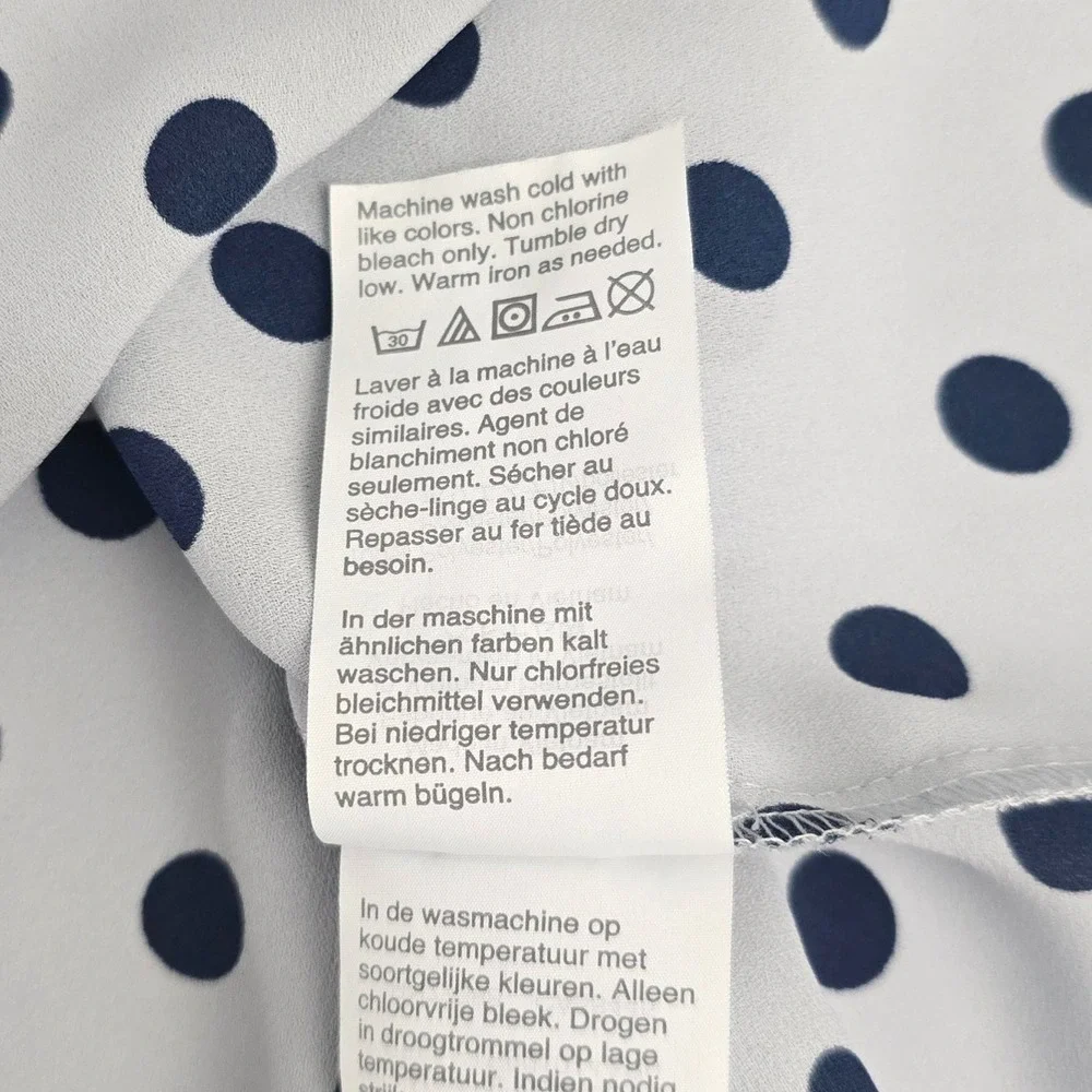 J. Crew Crew Button Neck Polka Dots‎ Sleeveless Light Blue Top XS